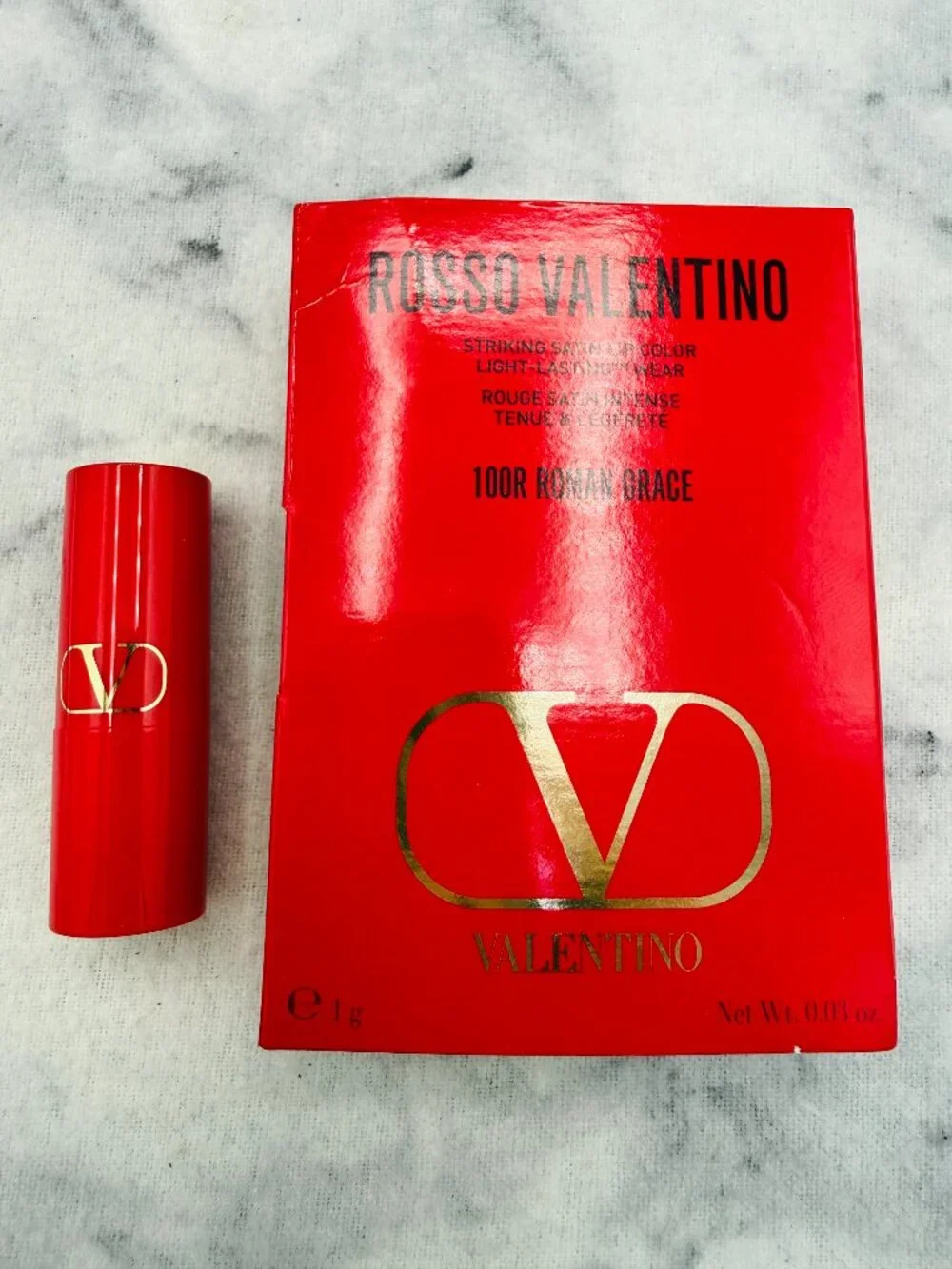 Valentino Beauty Gift Set-Rosso Valentino Satin Lip 100R Roman Grace-2pc-NEW